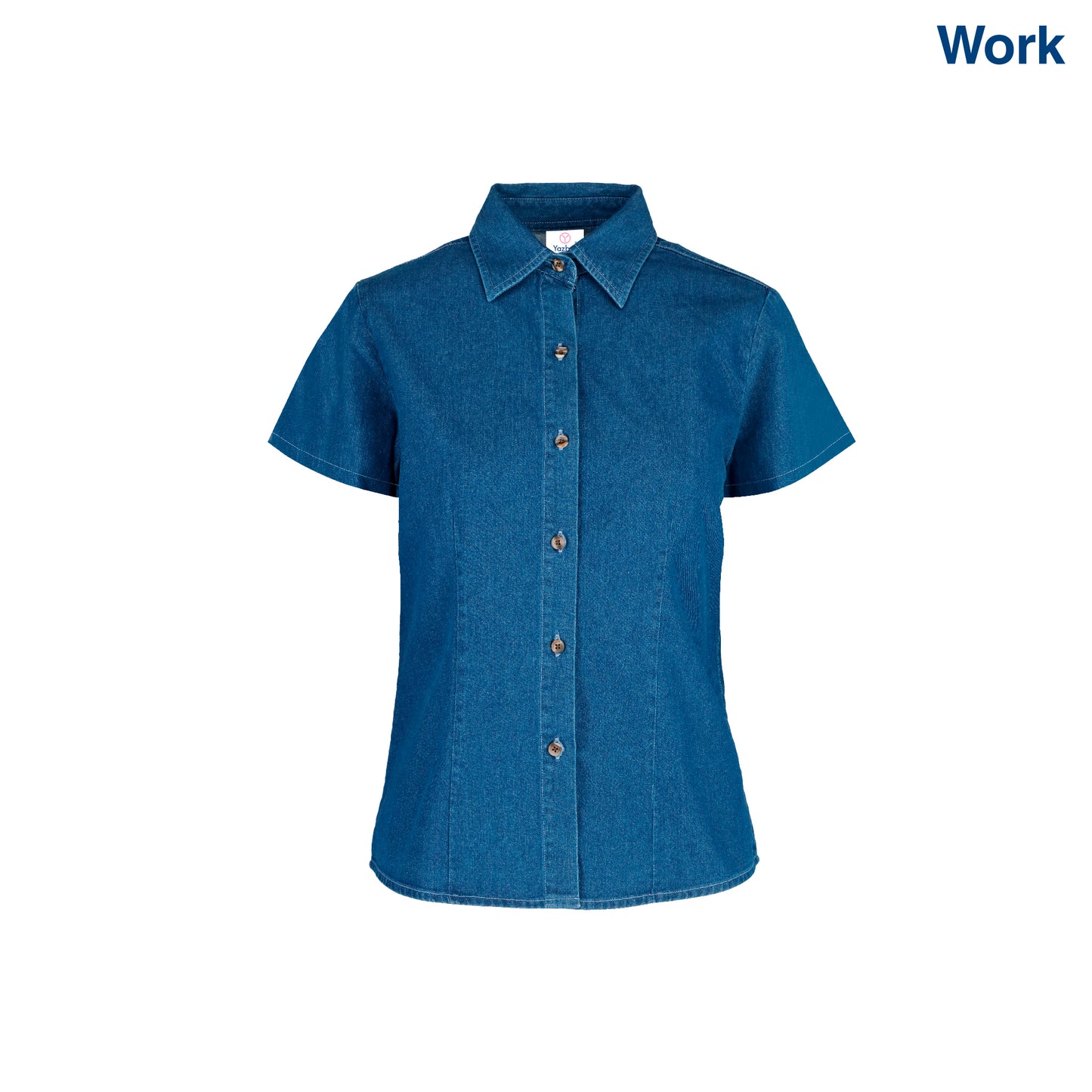 Women’s Short Sleeve Silhouette Denim Shirt