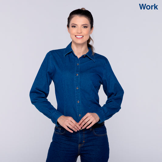 Women’s Long Sleeve Silhouette Denim Shirt