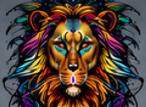 The same lion artwork: a 72 DPI upload (left) and the enhancer's 300 DPI result (right)