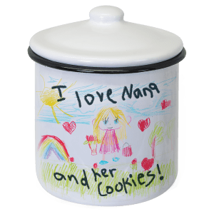 4.15" x 3.1" White/Black Enamel Canister with Lid