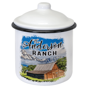 5.25" x 3.9" White/Black Canister with Lid
